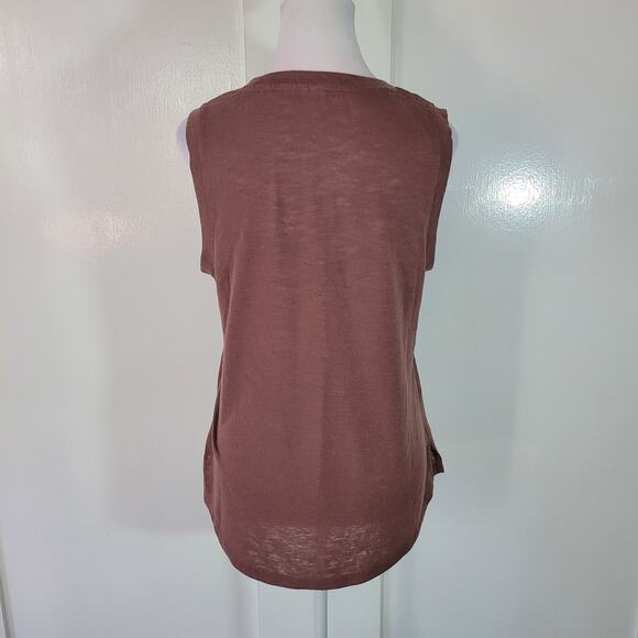 Athleta Size S Mauve Breezy Tank Top Crew Neck Side Split Modal - Picture 3 of 7